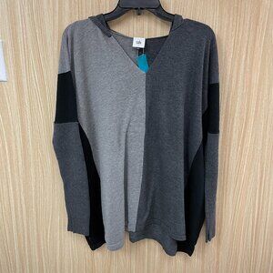 CAbi Gray Colorblock Sweater Size Small